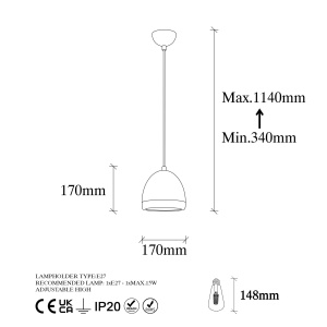 Lustra Mugo Antracit 17x17x114 cm - Img 7