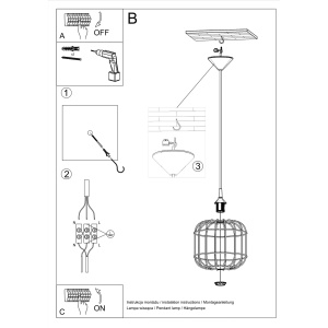 Lustra suspendata Celta Negru 23x23x95 cm - Img 5