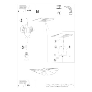 Lustra suspendata Eskola Negru 70x70x150 cm - Img 5