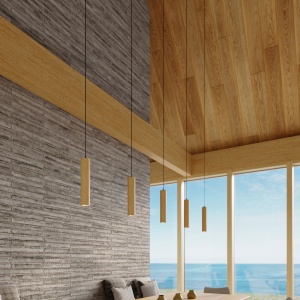 Lustra suspendata Lino din lemn, Natural 8x8x105 cm - Img 6