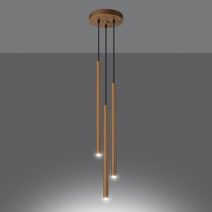 Lustra suspendata Pastelo Auriu 19.5x19.5x115 cm - Img 3