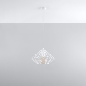 Lustra suspendata Umberto Alb 32x32x120 cm - Img 2