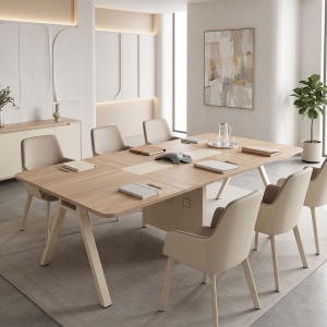 Masa conferinta birou Azari, Bej, 200x120x75 cm