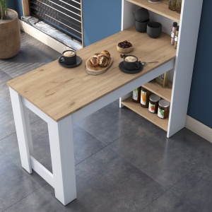 Masa de bucatarie cu etajere JA102 Nuc 120x153.6x53.8 cm - Img 3