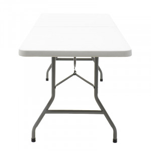 Masa de camping pliabila profesionala Rodeo cadru metalic, gri deschis 183x76x74 - Img 6