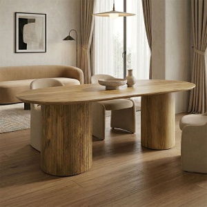 Masa de dining, Flute, Natural, 90x200x76 cm - Img 2
