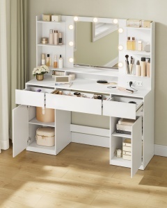 Masa de toaleta si machiaj V2 Vasagle Alb 107x40x144 cm - Img 4