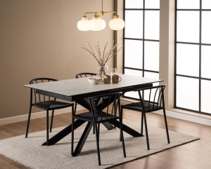 Masa dining Irwine, Alb, 76x210x90 cm - Img 3