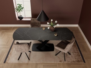Masa dining Morella, Negru, 77x240x90 cm - Img 2
