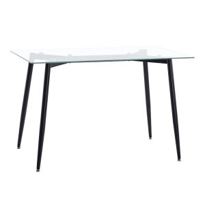 Masa dining Quana, Pako World, Sticla, Picioare negre, 120x70x75 cm