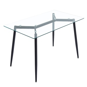 Masa dining Quana, Pako World, Sticla, Picioare negre, 120x70x75 cm - Img 2
