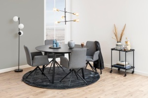 Masa dining Roxby, Negru, 76x140x140 cm