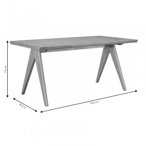 Masa Winslow rubberwood, culoarea nuc deschis 160x85x75cm - Img 4