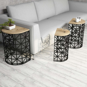 Masuta Auxiliara Stil Metal Ferforje - Oak - Img 3