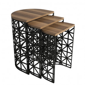 Masuta Auxiliara Stil Metal Ferforje - Walnut - Img 4