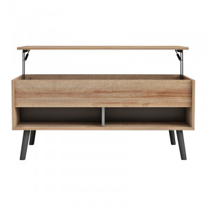 Masuta de cafea cu spatiu depozitare ascuns Skyfi culoare lemn natural - gri inchis 100x60x45cm - Img 3