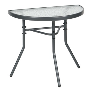 Masuta de cafea de gradina consola semicerc, Bion, Gri inchis, 70x40x65 cm