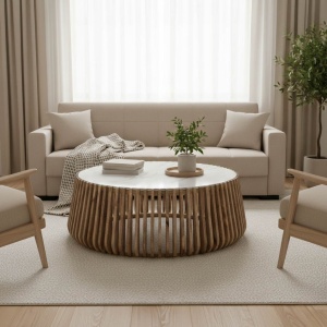 Masuta de cafea, Mable, Natural, 120x120x45 cm