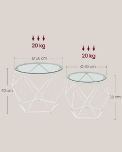 Masuta de cafea Vasagle Alb 48.2x48.2x39.2 cm - Img 5