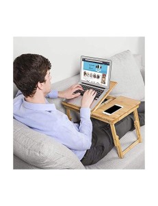 Masuta pentru laptop, Songmics, Natural, LLD01N, bambus, 34 x 65 x 29 cm - Img 2