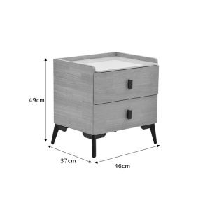 Noptiera Alessio MDF culoare lemn natural - negru metal 46x37x47cm - Img 7