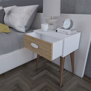 Noptiera Labow Walnut-Alb 45x30x57.5 cm - Img 5