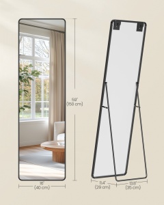 Oglinda de Podea, Aria, Negru, 150x40x1.3cm - Img 5