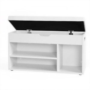 Pantofar tip banca cu depozitare Vasagle Alb 80x30.3x44 cm - Img 2