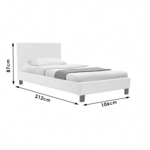 Pat 1 persoana 100x200 cm Nevil 141 Alb mat - Img 8