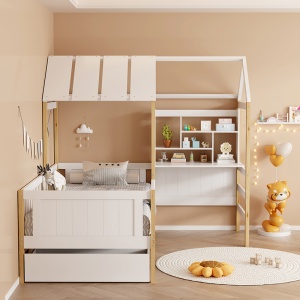 Pat Bedria Montessori Alb 178x196x166 cm - Img 4