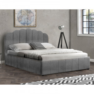 Pat dublu Tatiana material textil antracit cu depozitare 160x200cm - Img 4