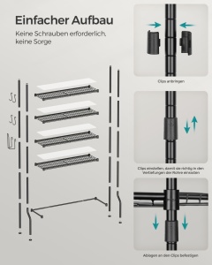 Raft baie WC Songmics Negru 83x30x179 cm - Img 6