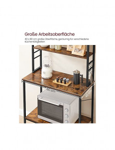 Raft de bucatarie, Vasagle, 40 x 80 x 167 cm, KKS019B01, Maro Rustic - Img 6