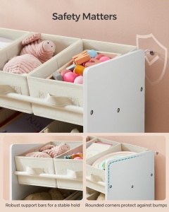 Raft organizare jucarii copii Alb Songmics 62.5x29.5x60 cm - Img 5