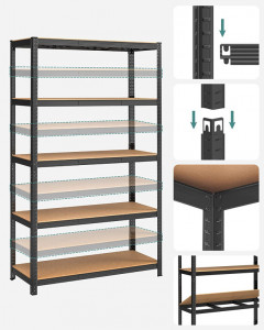 Raft Songmics, 5 rafturi, 60 x 120 x 200 cm, Black, GLR060B01 - Img 3
