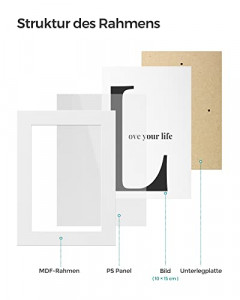 Rama foto, Songmics, Alb, 60x49.3x3.6 cm - Img 6