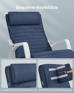 Scaun balansoar Songmics Albastru 121.5x67x84 cm - Img 7