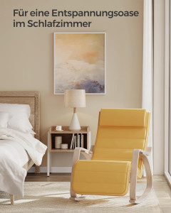 Scaun balansoar, Songmics, Galben-Natural, 121.5x67x84 cm - Img 4