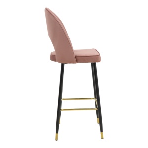 Scaun bar Casenio catifea mar rotteng negru si baza metalica aurie 48x50x117 cm - Img 3