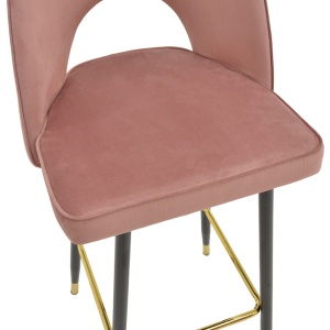 Scaun bar Casenio catifea mar rotteng negru si baza metalica aurie 48x50x117 cm - Img 7