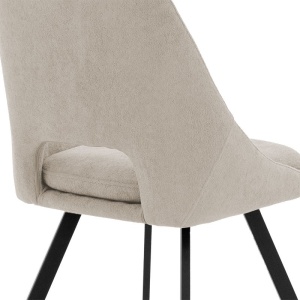 Scaun bar Initiate crem din material teddy cu picioare din metal negru 48x56x98 cm - Img 7