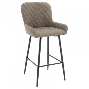Scaun de bar Delicacy picioare metalice negre - material textil culoare gri - maro antic - Img 1