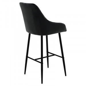 Scaun de bar Patrin picioare metalice negre - culoare negru catifea - Img 2