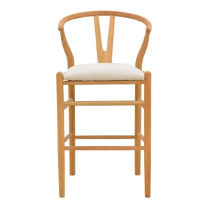 Scaun de bar Wishbone, Bej, 51x60x95 cm - Img 5