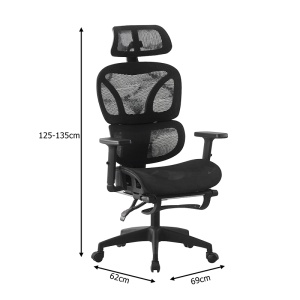 Scaun de birou cu suport picioare, Corus, Pako, Negru 62x69x135 cm - Img 8