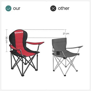 Scaun de camping, Songmics, Negru-Rosu, 92x57x104 cm - Img 4