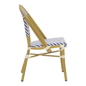 Scaun de gradina Uarmin aluminiu natural textilena albastru si alb 46x57x85 cm - Img 3