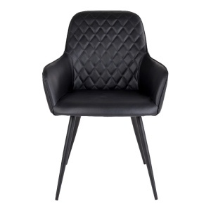 Scaun dining Harbo, Negru, 65x57x87 cm, Piele ecologica - Img 4