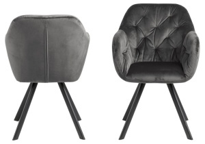 Scaun dining Lola, Gri, 81.5x57.5x61.5 cm - Img 3