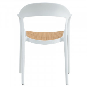Scaun exterior Ember cu protectie UV plastic bej-alb 52.5x56.5x81cm - Img 2